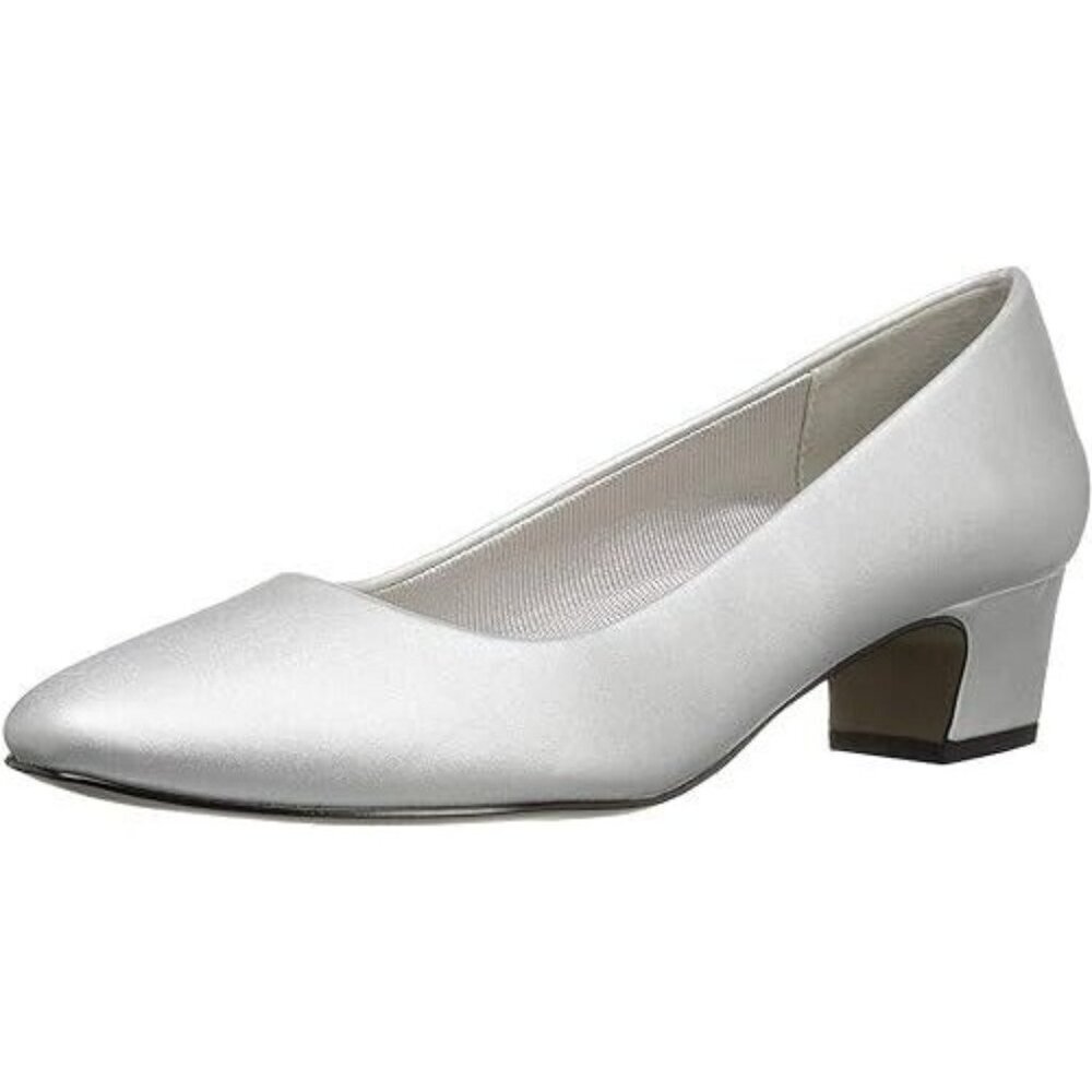 Easy Street Women's Alive 5‎ Prim Dress Pump Silver Satin Heels 6 W
